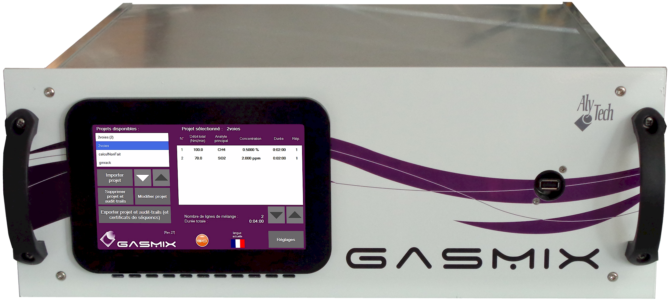 GM Rack — industrial rack-mounted GasMix platform